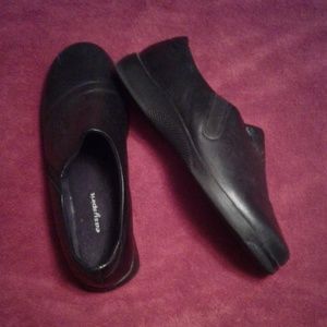 Black leather loafers
